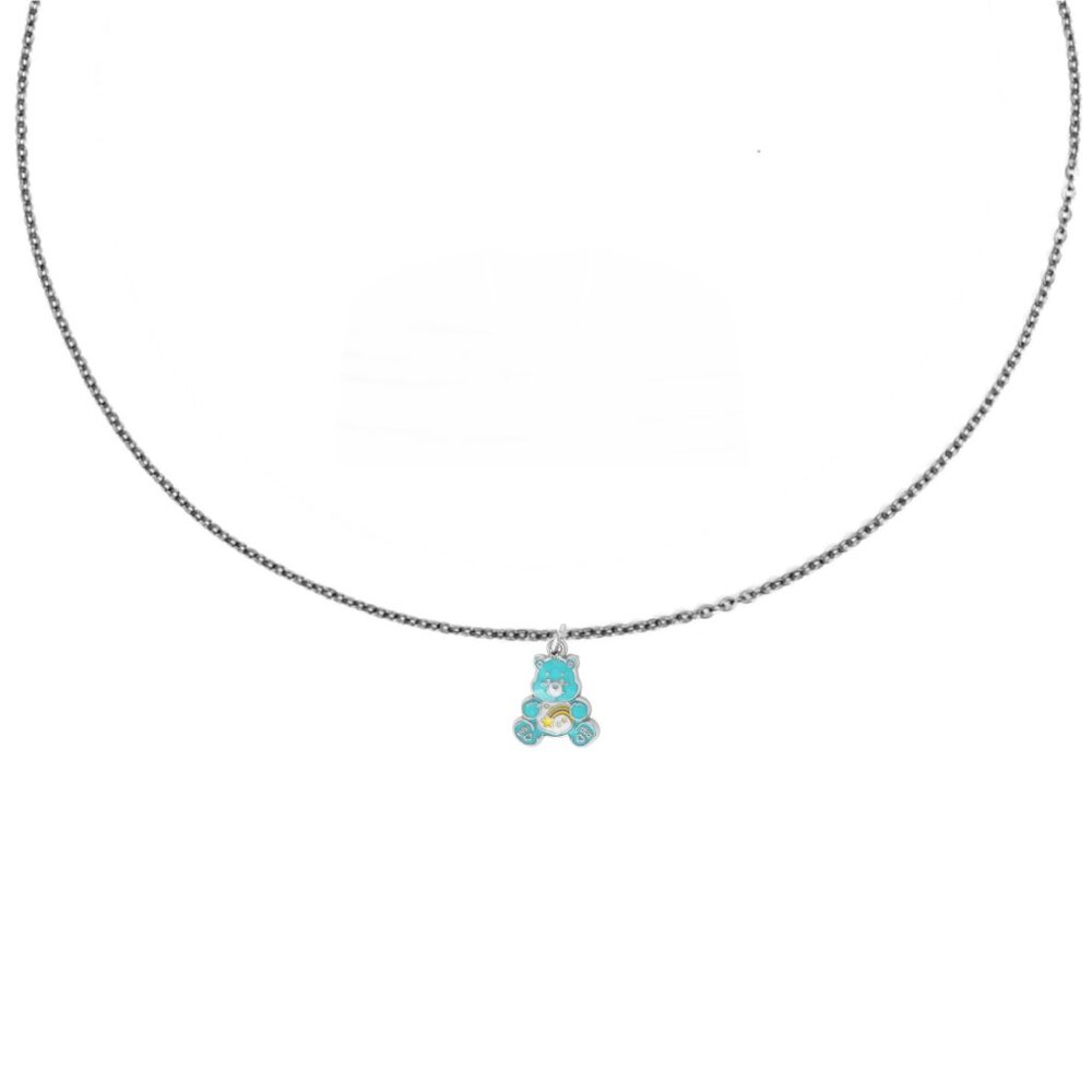 Care Bears "Teal Bear" Silver Charm Necklace